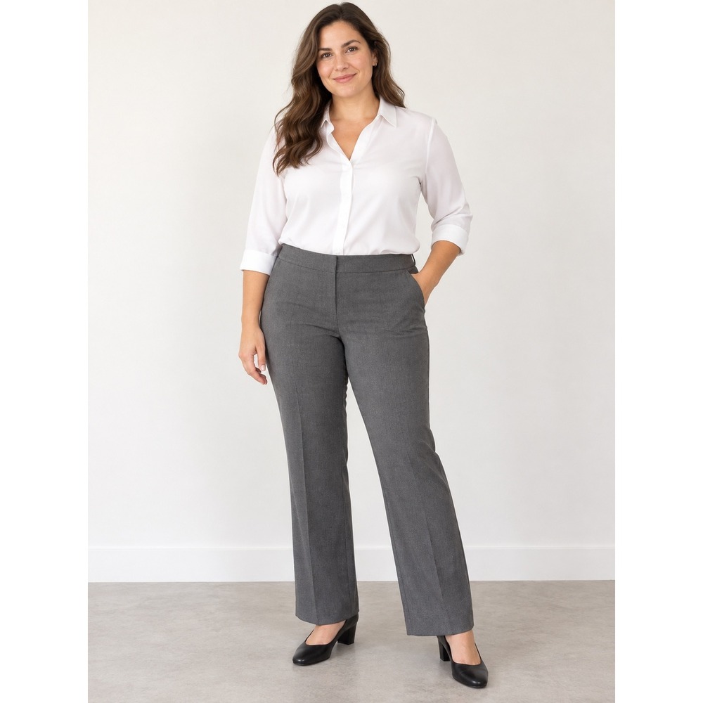 Kenneth Cole New York Womens Dress Pants Grey Straight Leg Size 12 Short NWT